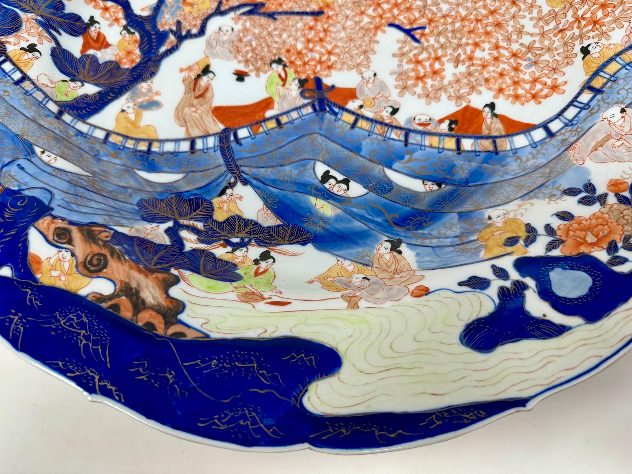 Antique Japanese Imari Porcelain Large Platter or Serving Bowl, Circa 1920's. For Sale 5
