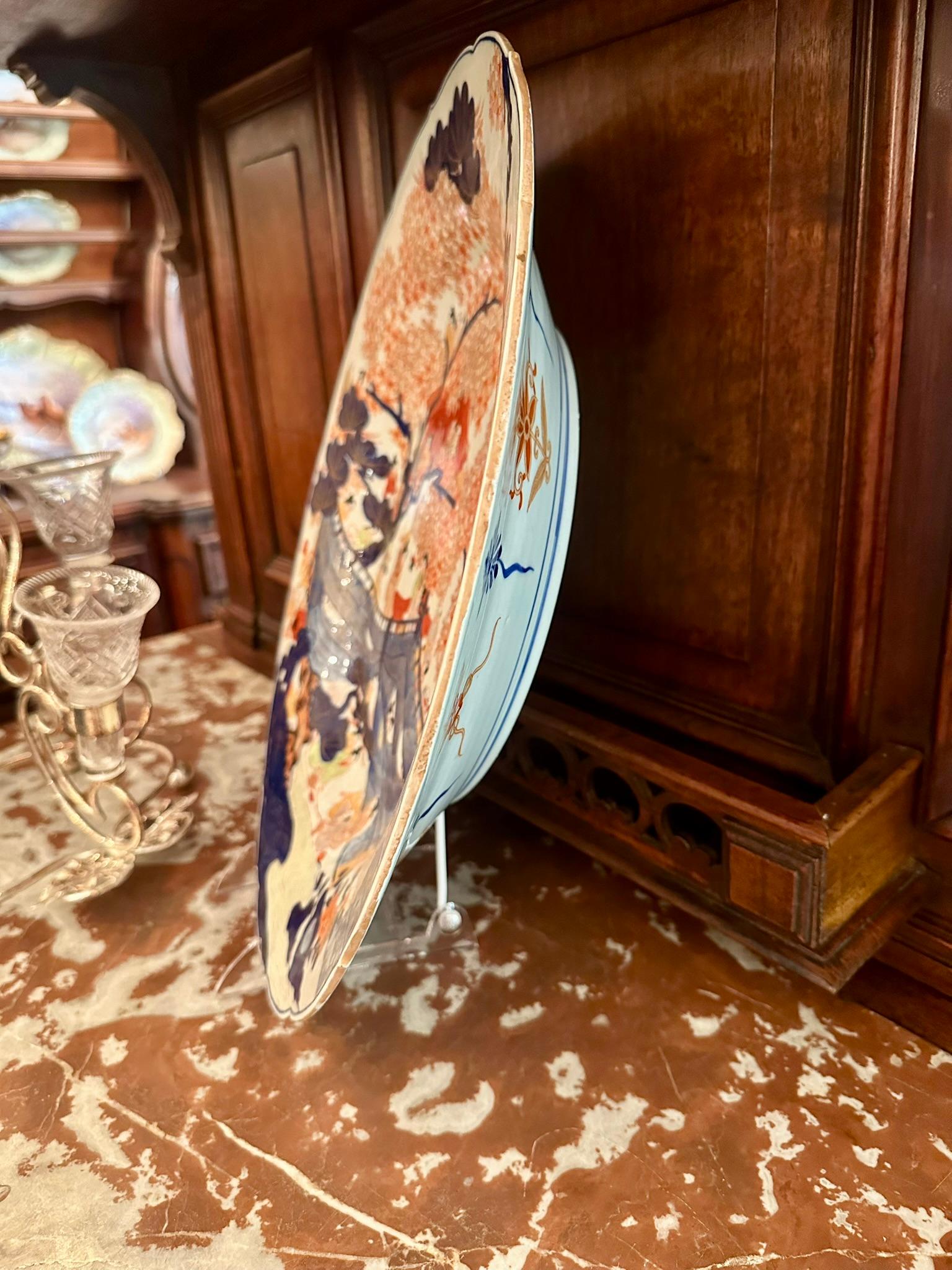 Antique Japanese Imari Porcelain Large Platter or Serving Bowl, Circa 1920's. For Sale 6