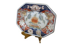 Antique Japanese Imari Porcelain Octagonal Chrysanthemums Tray Platter 14"