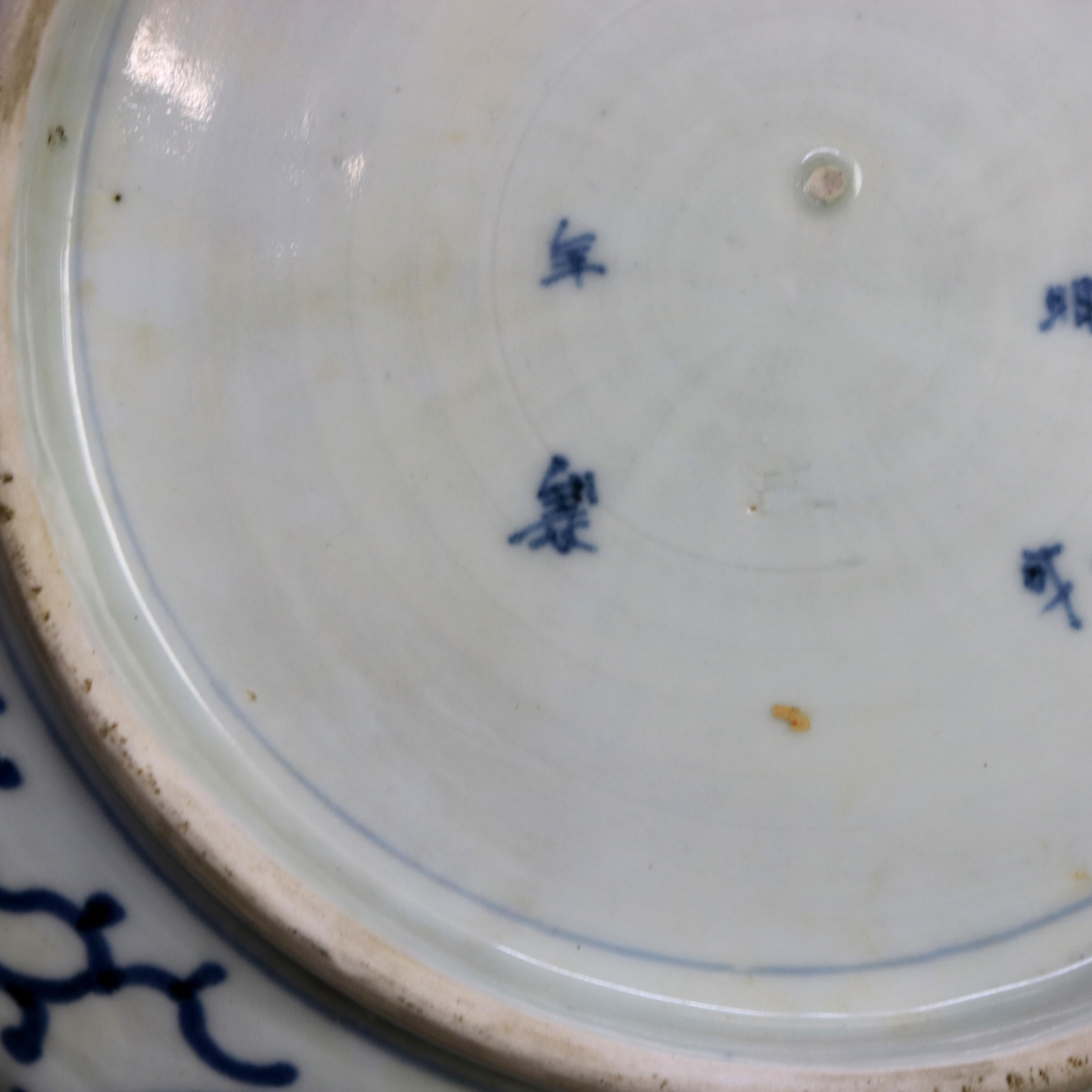 Antiguo Plato Cuadrado de Porcelana Imari Japonesa con Fénix C1910 5