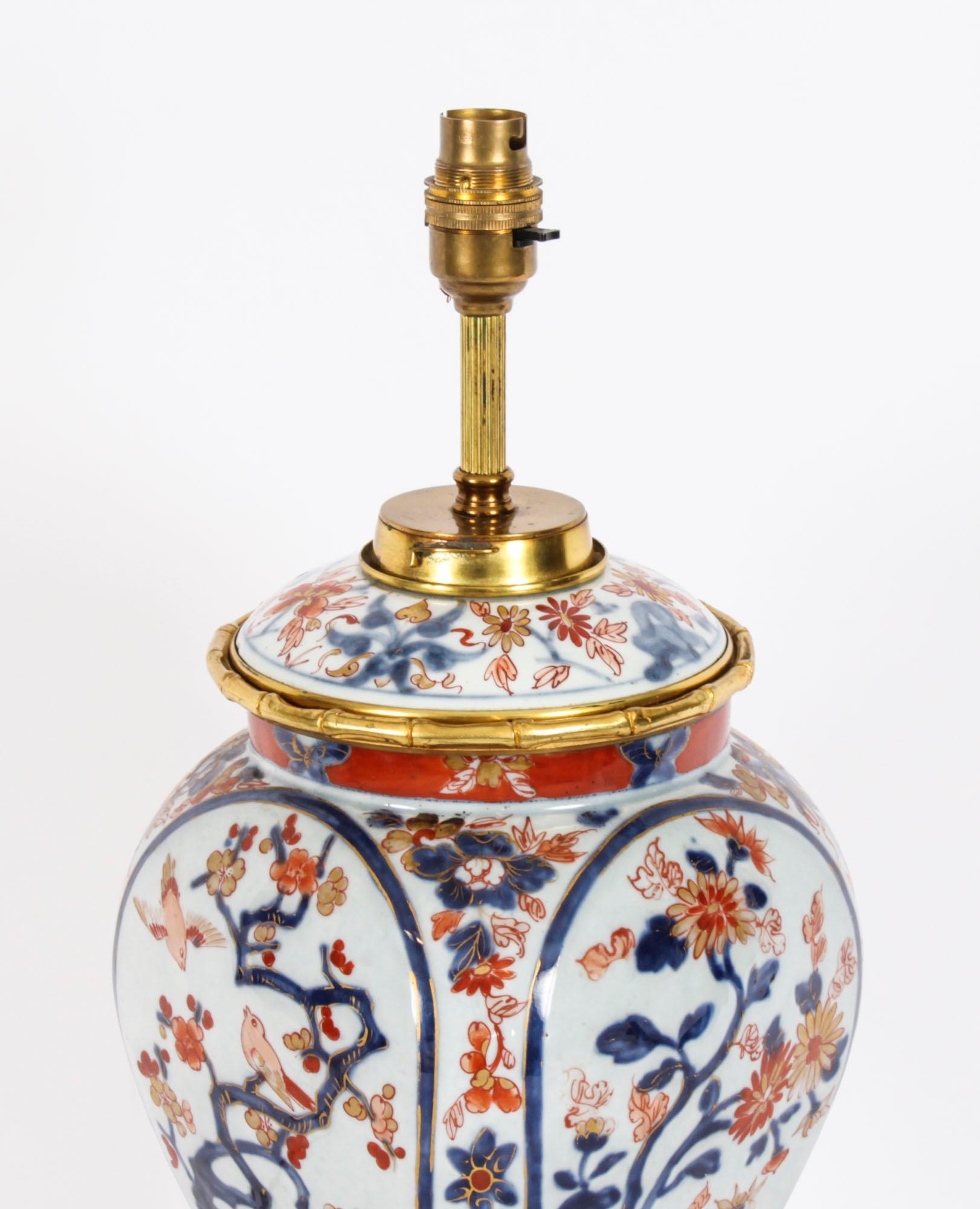 Ancienne lampe de table en porcelaine Imari C. 1840 19ème siècle Bon état - En vente à London, GB