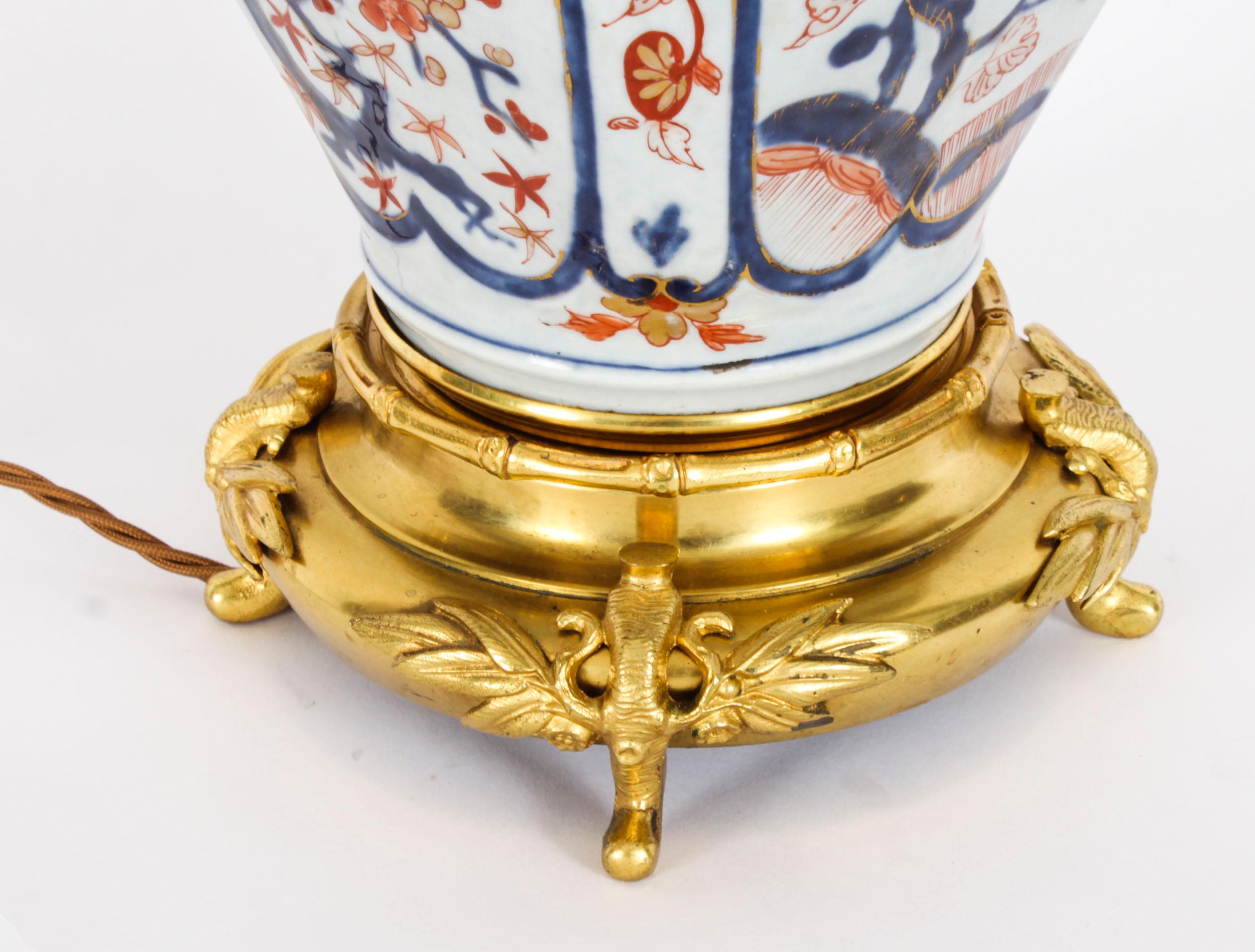 Antique Japanese Imari Porcelain Table Lamp c. 1840 19th Century For Sale 2