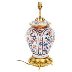 Used Japanese Imari Porcelain Table Lamp c. 1840 19th Century