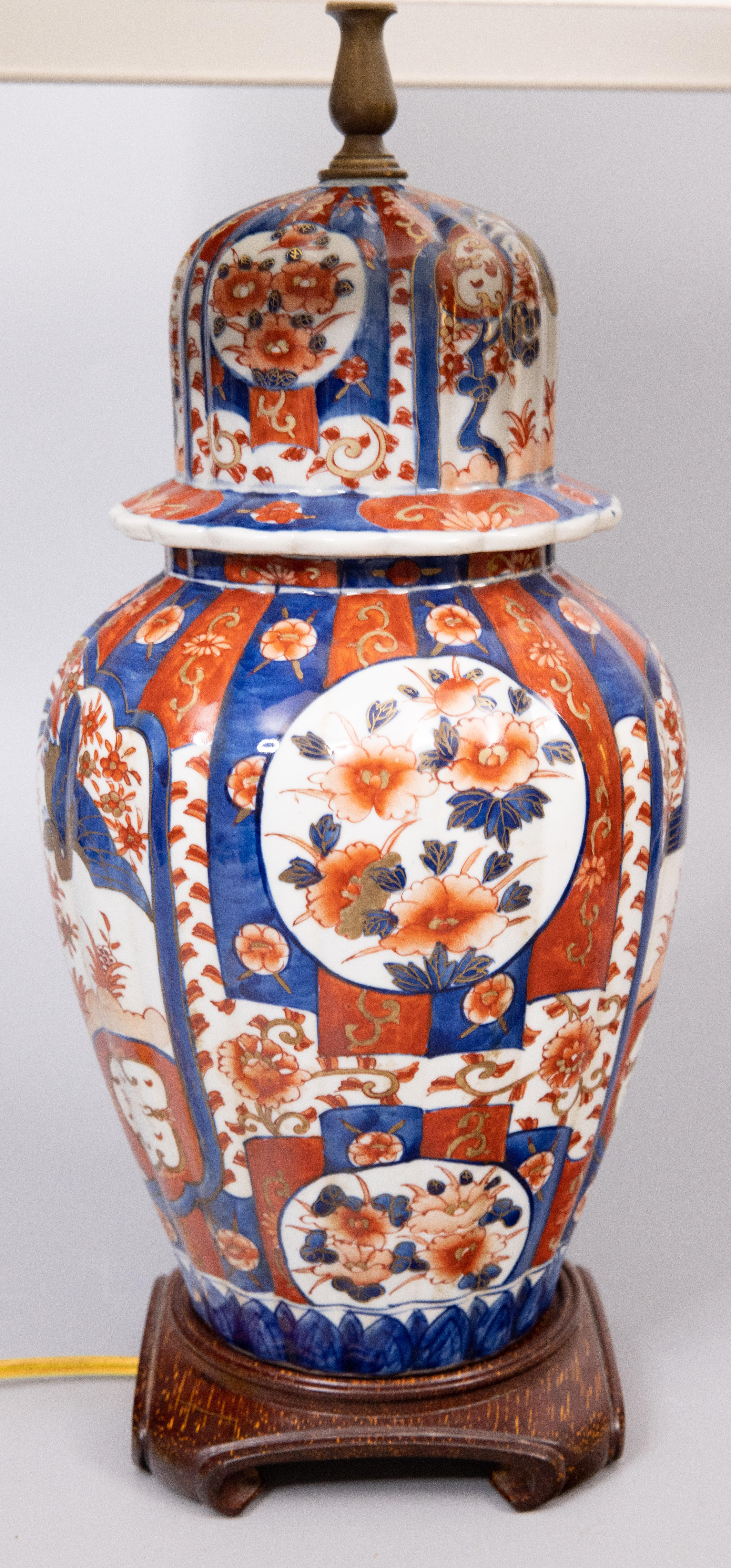 Hand-Painted Antique Japanese Imari Porcelain Vase Ginger Jar Lamp, circa 1900