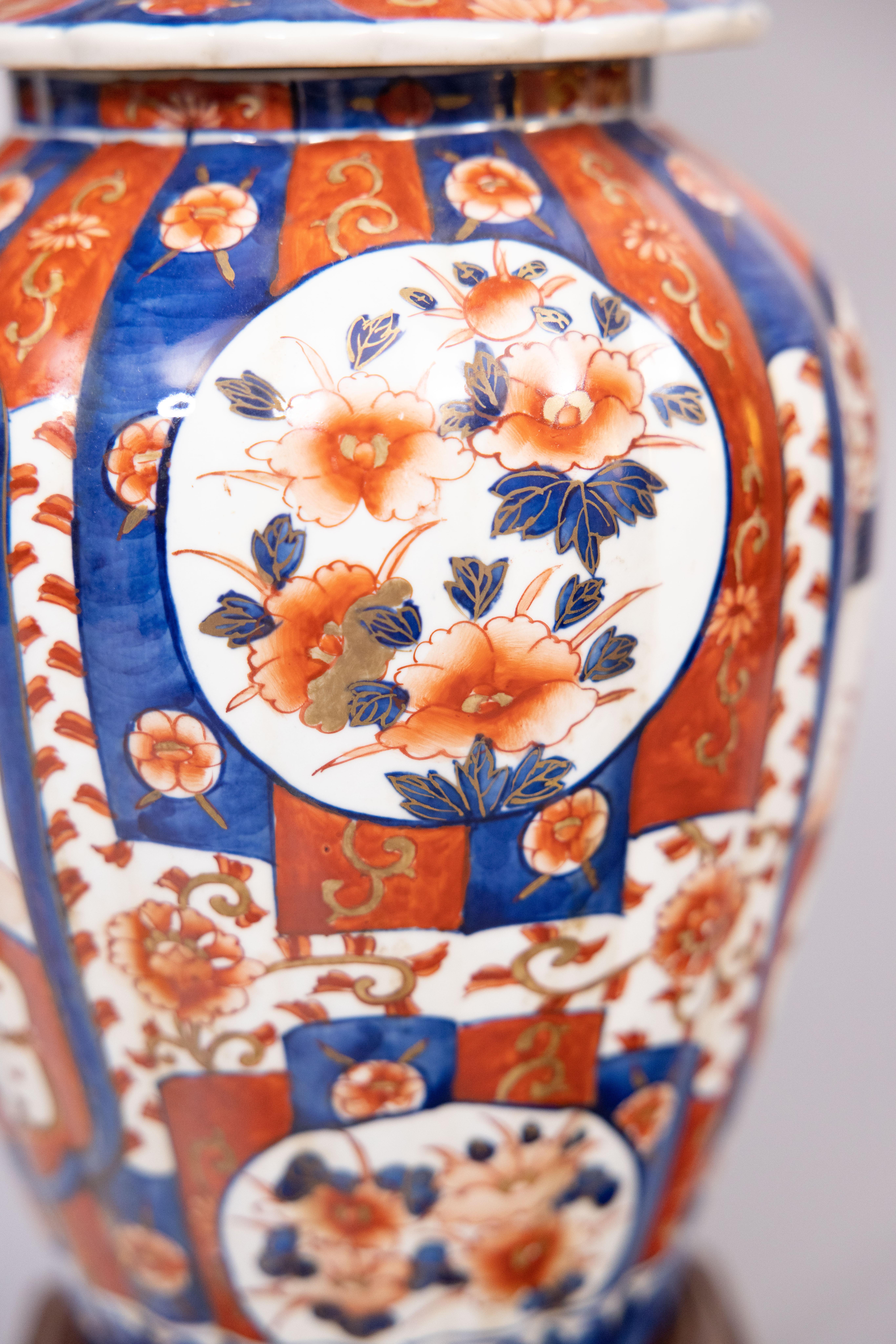Antique Japanese Imari Porcelain Vase Ginger Jar Lamp, circa 1900 In Good Condition In Pearland, TX
