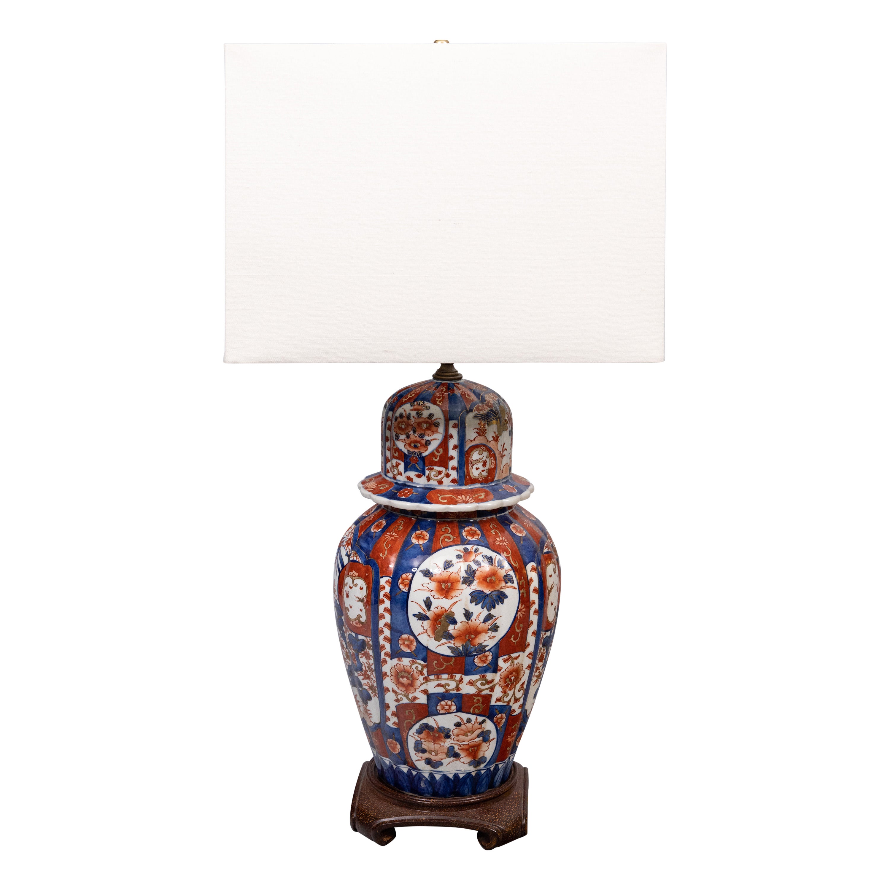 Antique Japanese Imari Porcelain Vase Ginger Jar Lamp, circa 1900