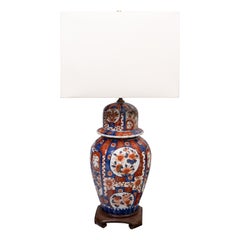 Antique Japanese Imari Porcelain Vase Ginger Jar Lamp, circa 1900