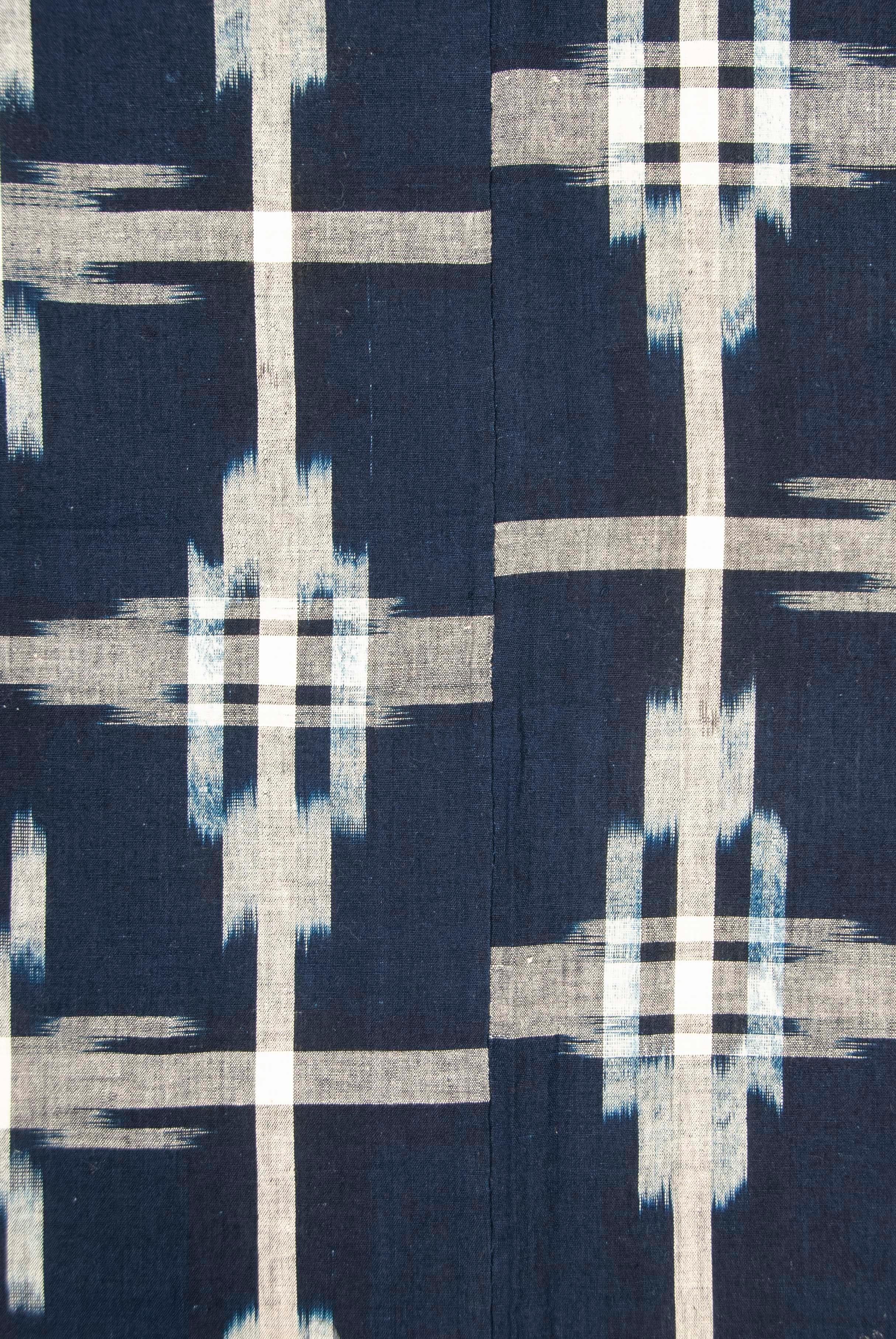 Antiker japanischer indigoblauer doppelseitiger Ikat Futon-Deckel (Japanisch) im Angebot