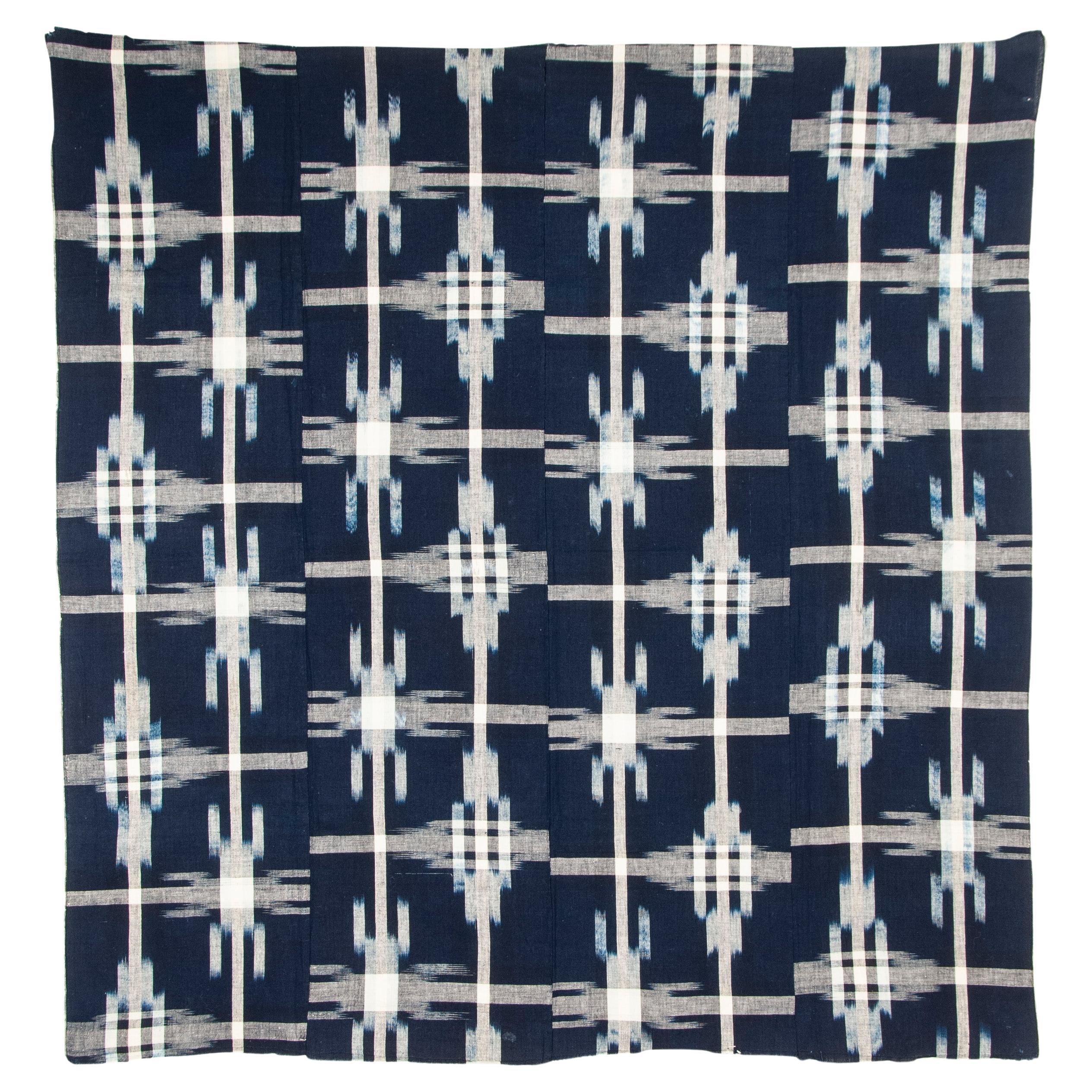 Cubre Futón Japonés Antiguo Doble Ikat Teñido de Índigo
