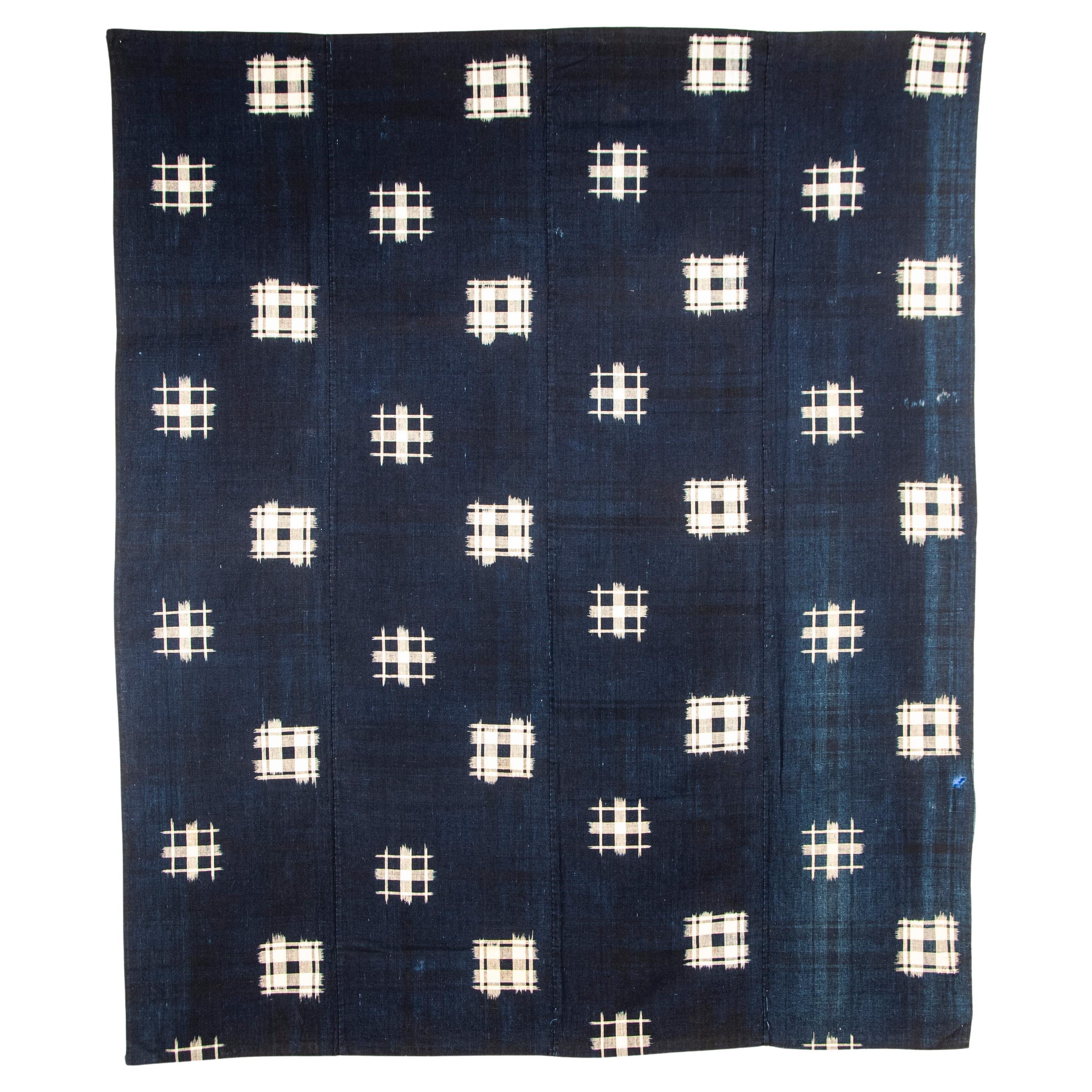 Cubre Futón Japonés Antiguo Doble Ikat Teñido de Índigo