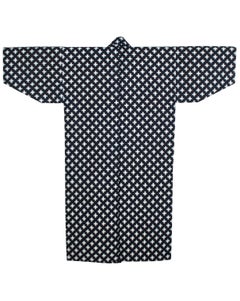 Antique Japanese Indigo-Dyed Double Ikat Kimono