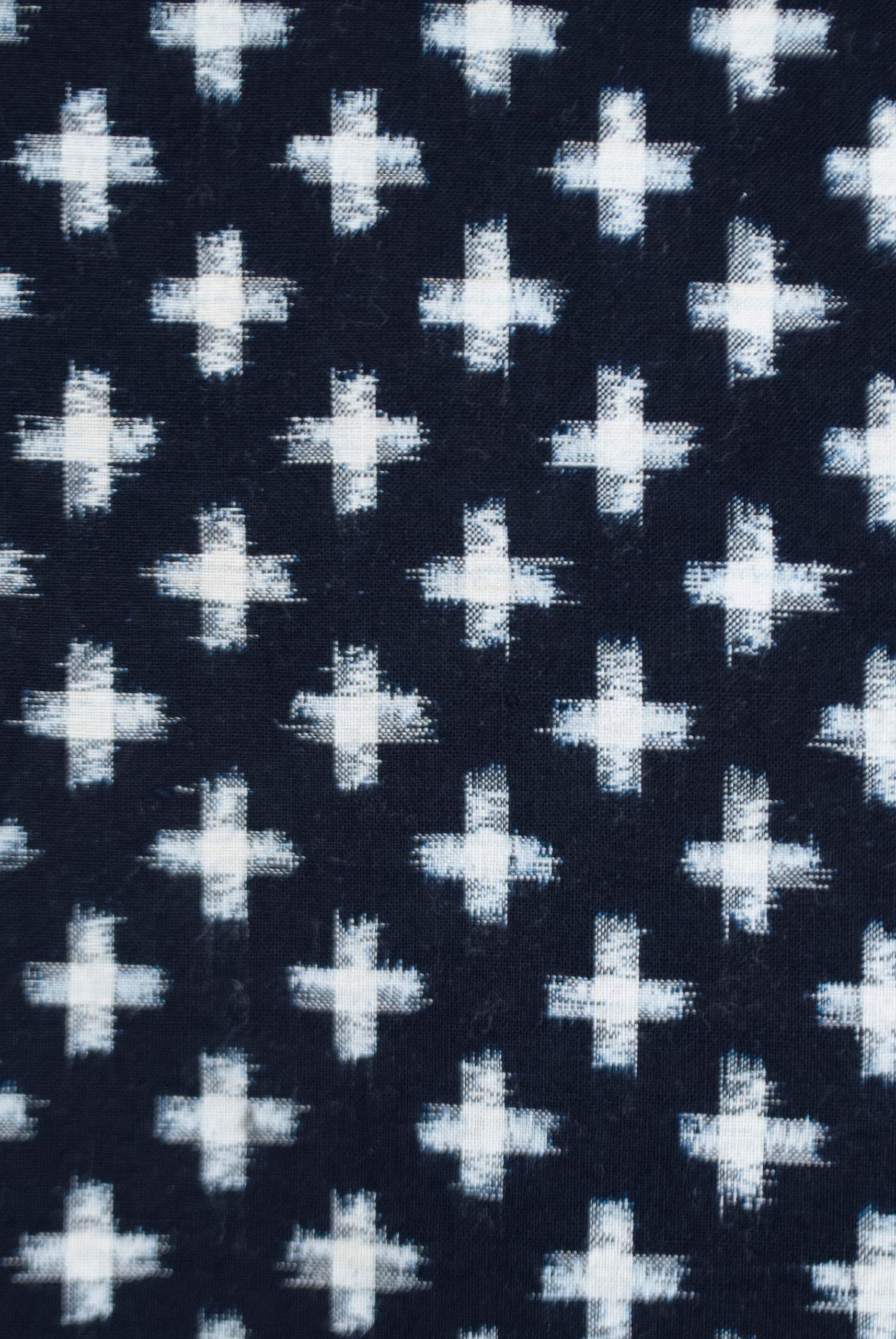 Cotton Antique Japanese Indigo-Dyed Double Ikat Kimono For Sale