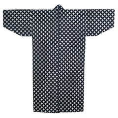 Antique Japanese Indigo-Dyed Double Ikat Kimono