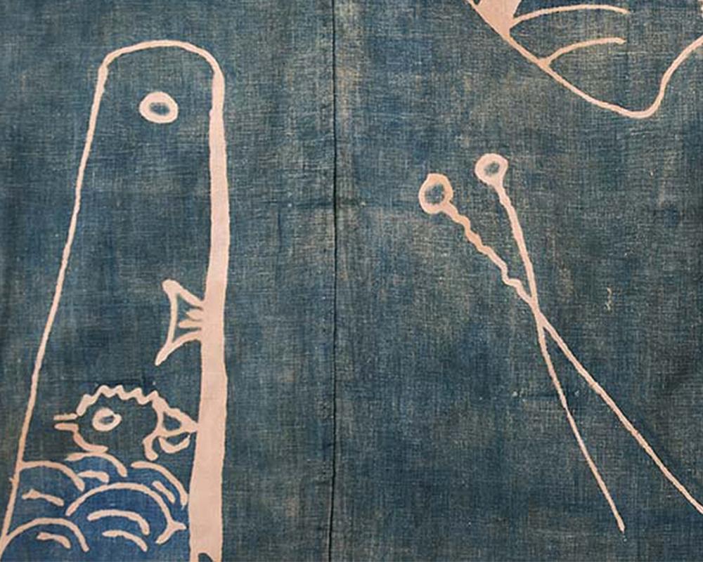Antique Japanese Indigo Tsutsugaki Dyed Futon Cover, 19th Century In Distressed Condition In Prahran, Victoria