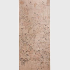 Antique Japanese Ink Painting of Chinese Poets, Scroll Mounting, Yosa Buson