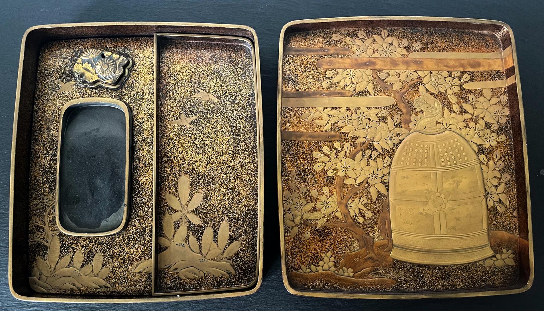 Japonisme Antique Japanese Ink Stone Maki-e Lacquer Box Suzuribako