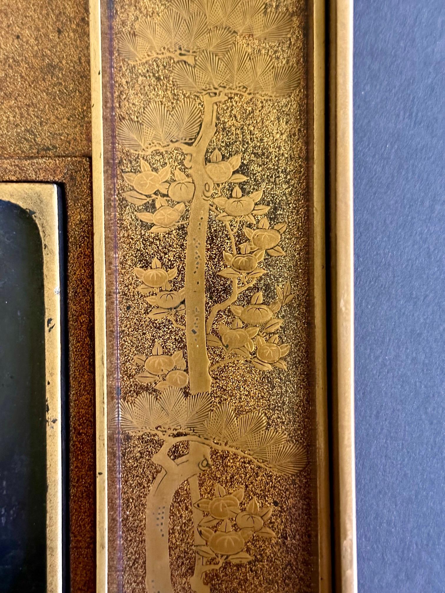 Antica scatola di lacca giapponese Ink Stone Maki-e Suzuribako Edo Provenienza in vendita 7