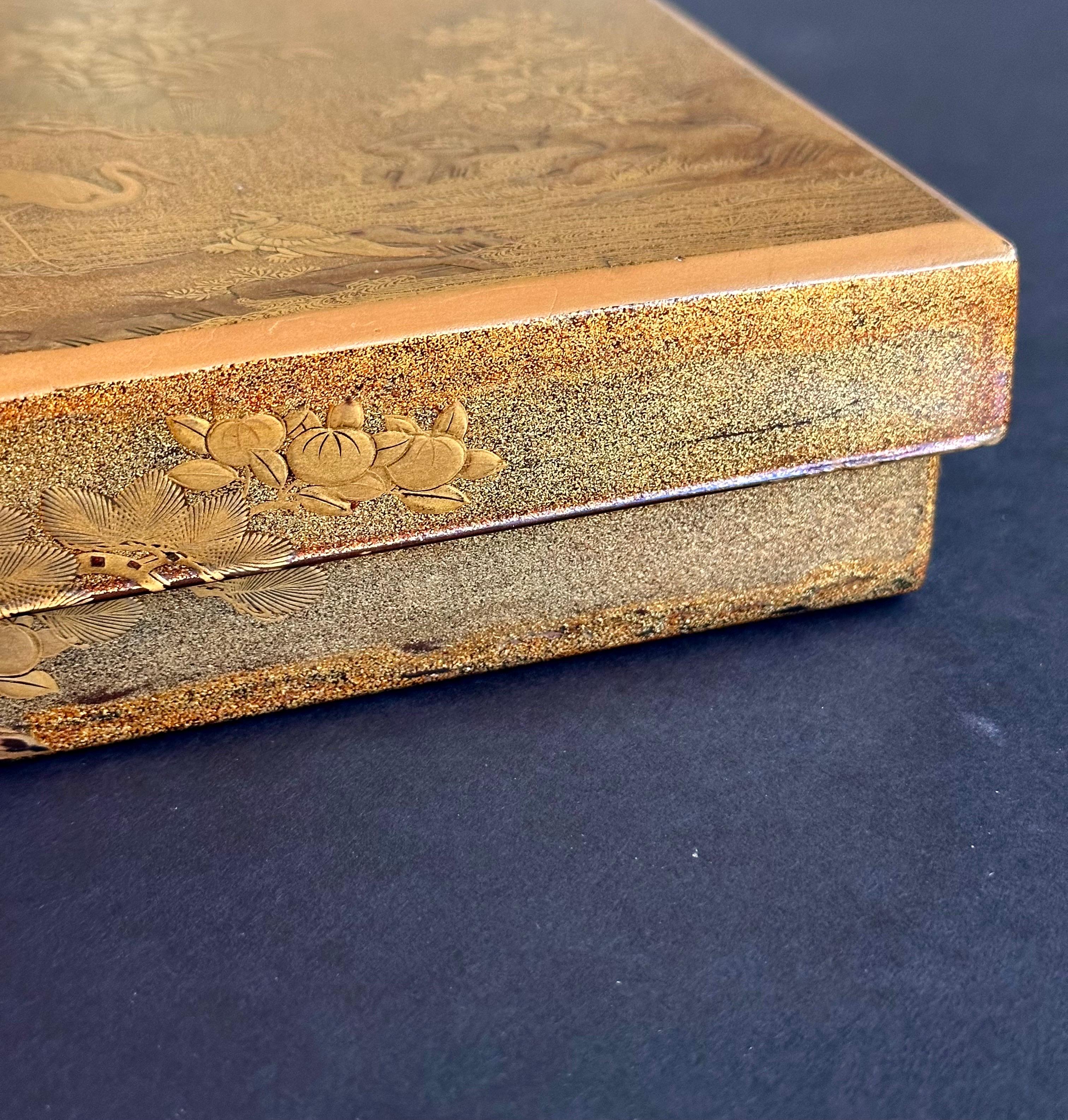 Antica scatola di lacca giapponese Ink Stone Maki-e Suzuribako Edo Provenienza in vendita 10