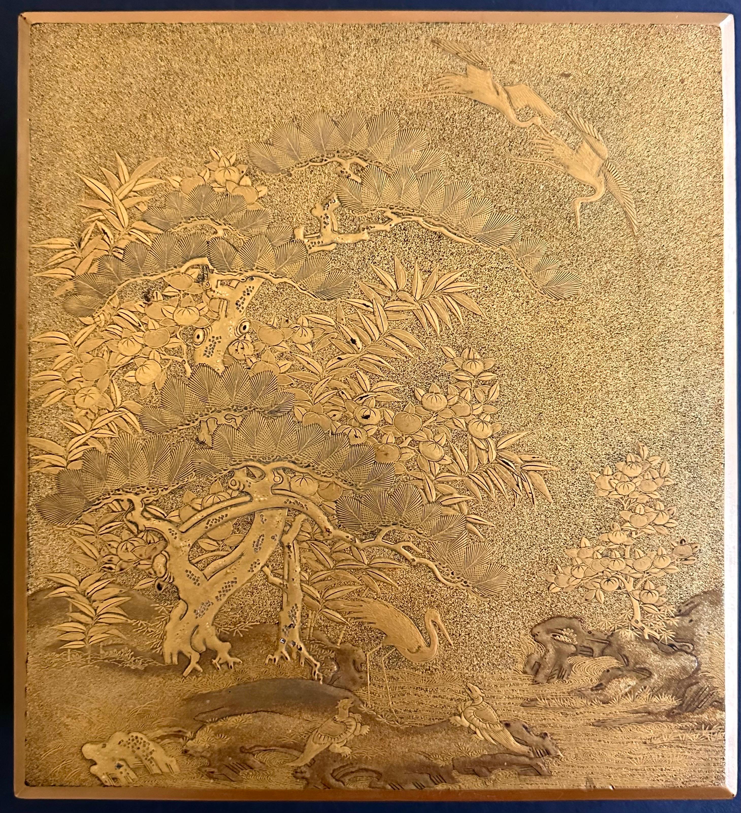 Giapponese Antica scatola di lacca giapponese Ink Stone Maki-e Suzuribako Edo Provenienza in vendita