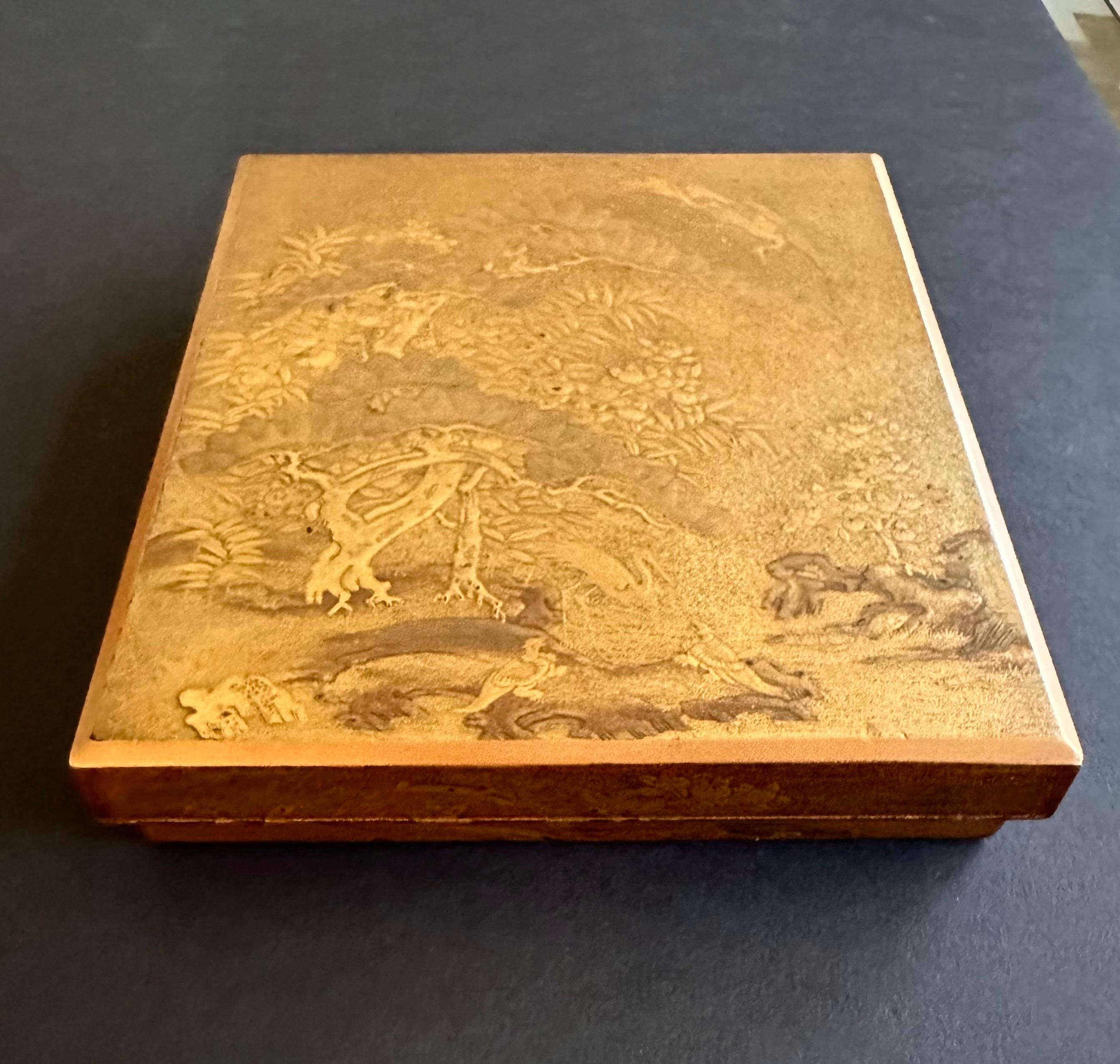 Antica scatola di lacca giapponese Ink Stone Maki-e Suzuribako Edo Provenienza In condizioni buone in vendita a Atlanta, GA