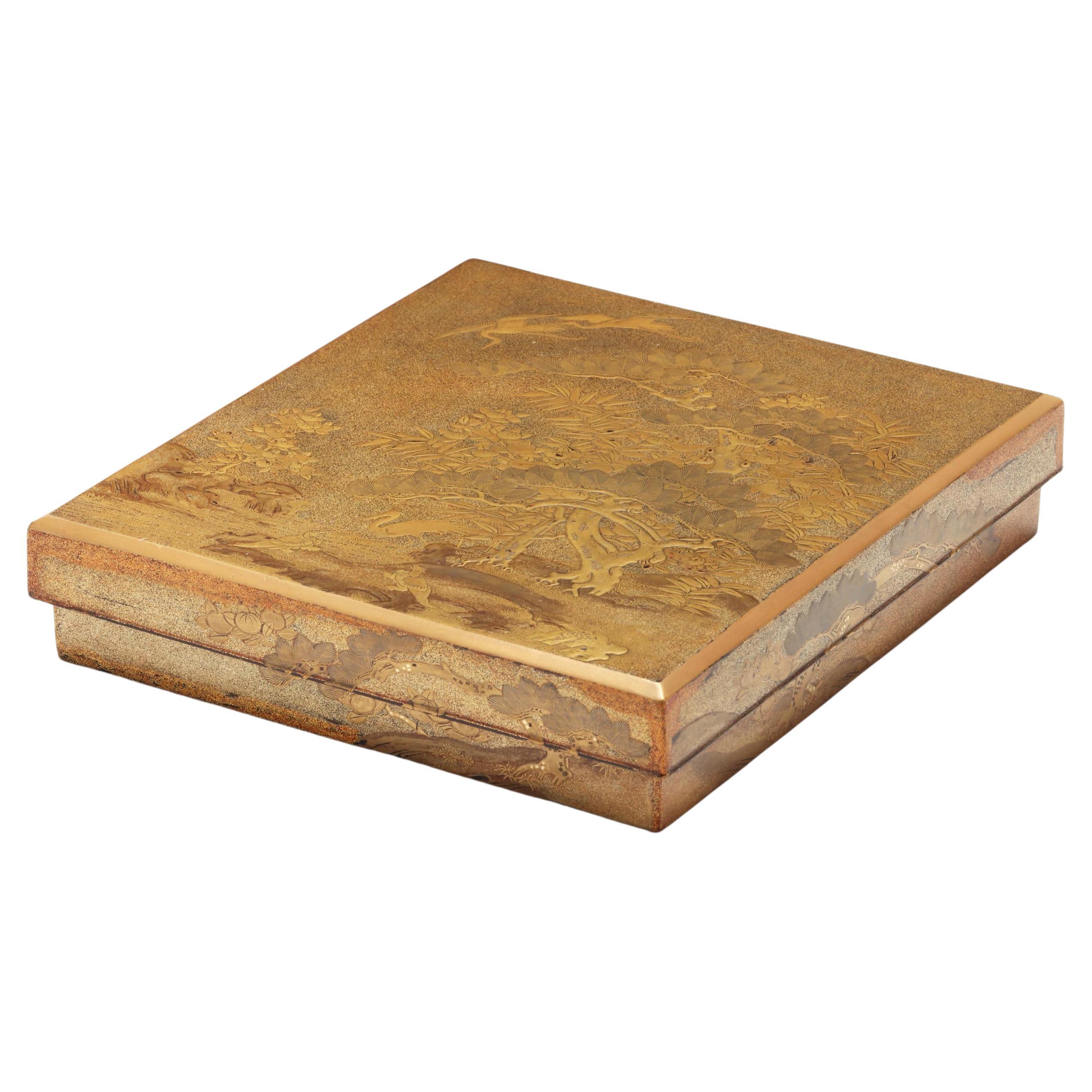 Boîte japonaise ancienne laquée Maki-e Suzuribako Edo Provenance