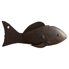 Antique Japanese iron fish figurine/1868-1920/Irori tool