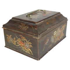 Antique Japanese Jewelry Box Lacquer Interior And Skeleton Key