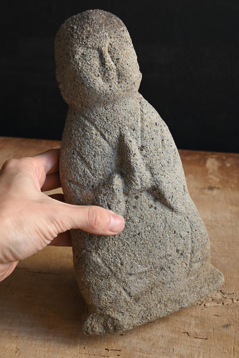 Hand-Carved Antique Japanese Jizo Bodhisattva Stone Buddha/Edo Period/Niigata Prefecture