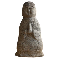 Antique Japanese Jizo Bodhisattva Stone Buddha/Edo Period/Niigata Prefecture