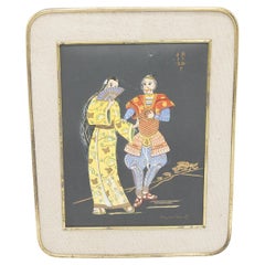 Peinture japonaise ancienne en jute et laiton « First Date »