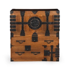 Antique Japanese Kannon Biraki Clothing Chest on Chest, Meiji Period, circa 1890