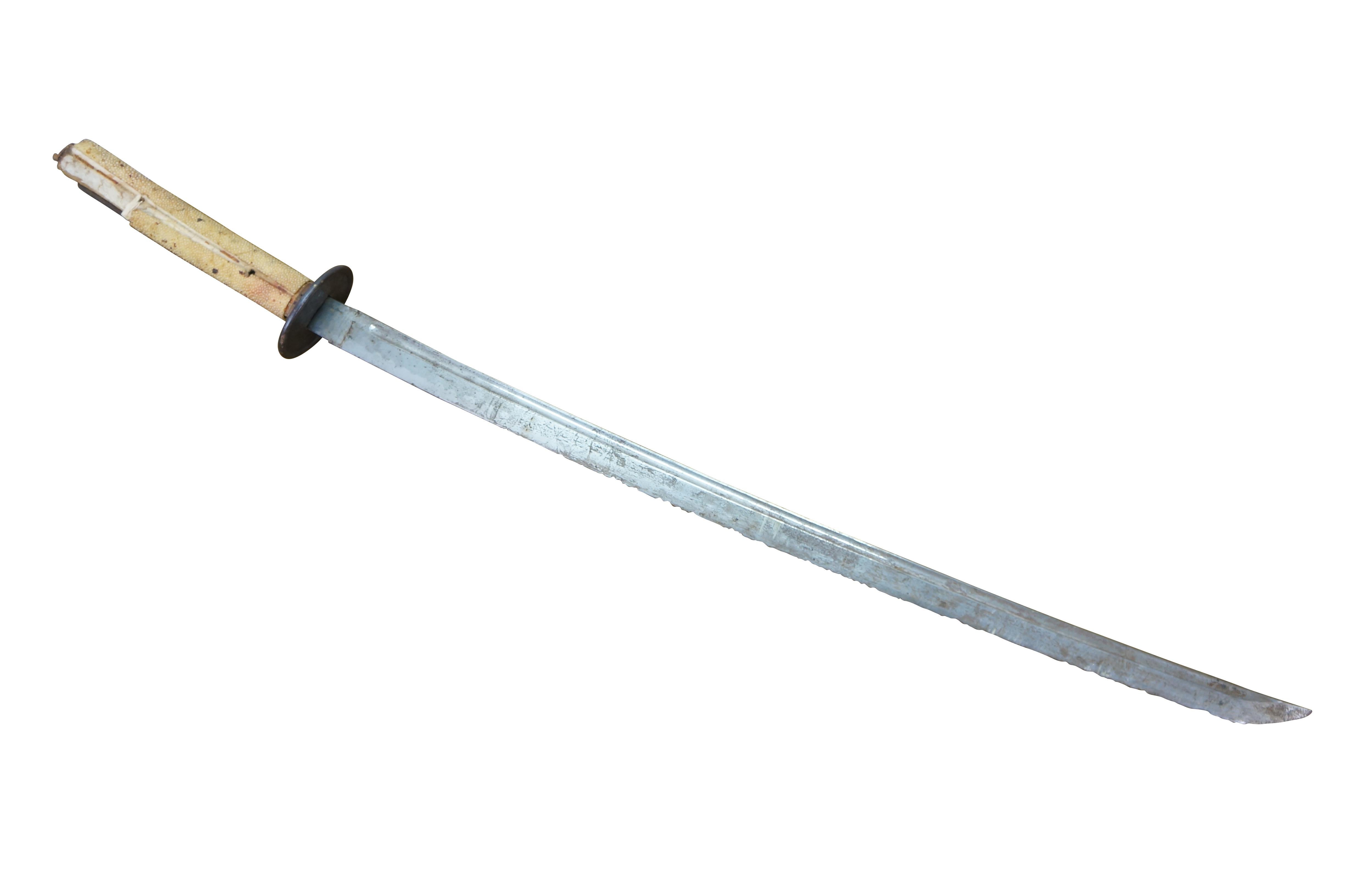 Antique Japanese Katana Samurai Sword Ray Skin Handle Wood Scabbard 38