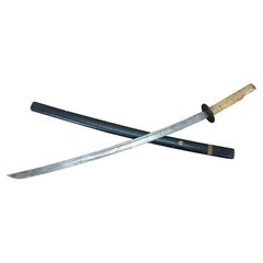 Antique Japanese Katana Samurai Sword Ray Skin Handle Wood Scabbard 38"