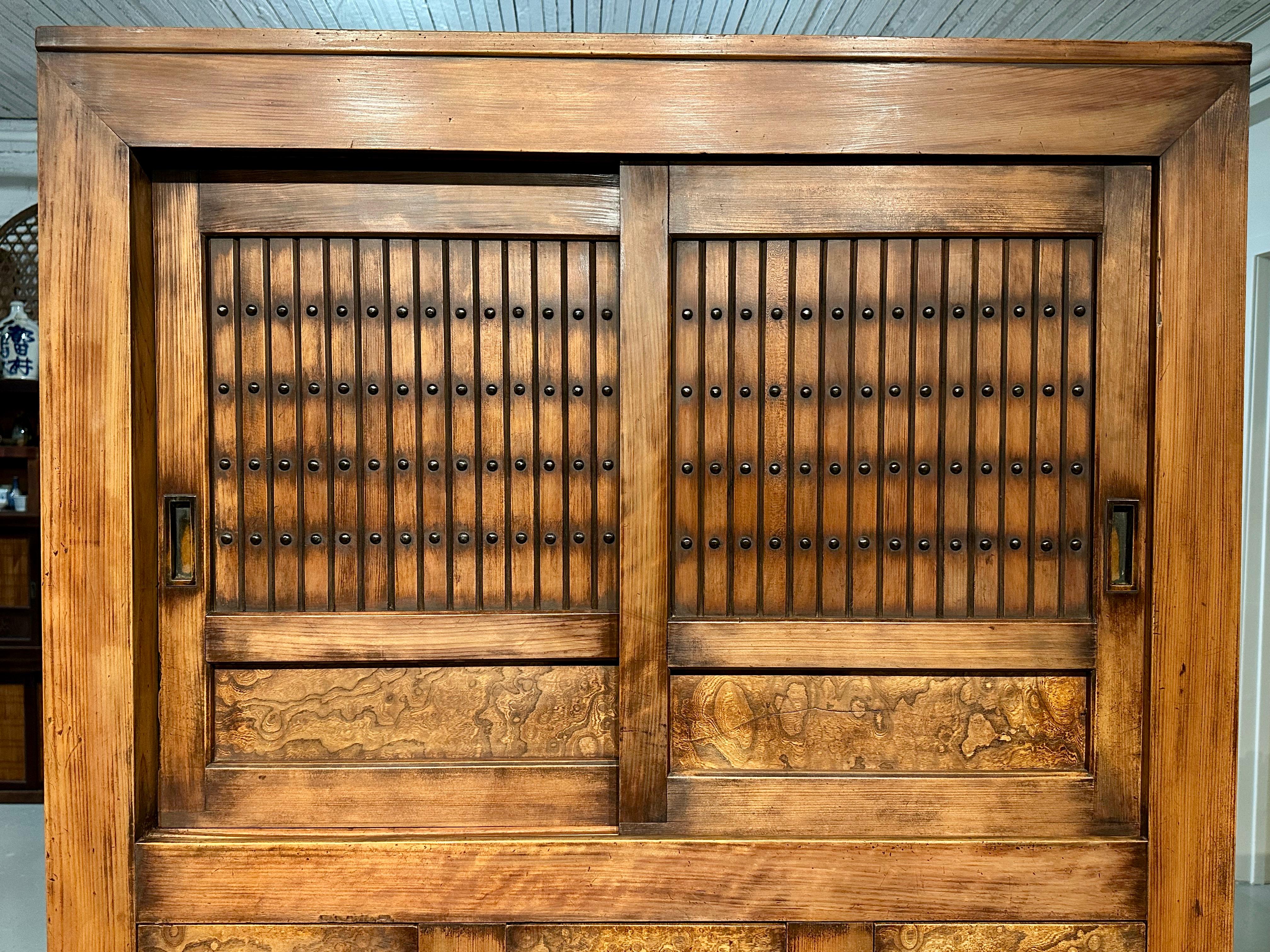 Antique Japanese Kitchen Tansu Meiji Era c1880's Keyaki & Sugi Tansu Chest 68