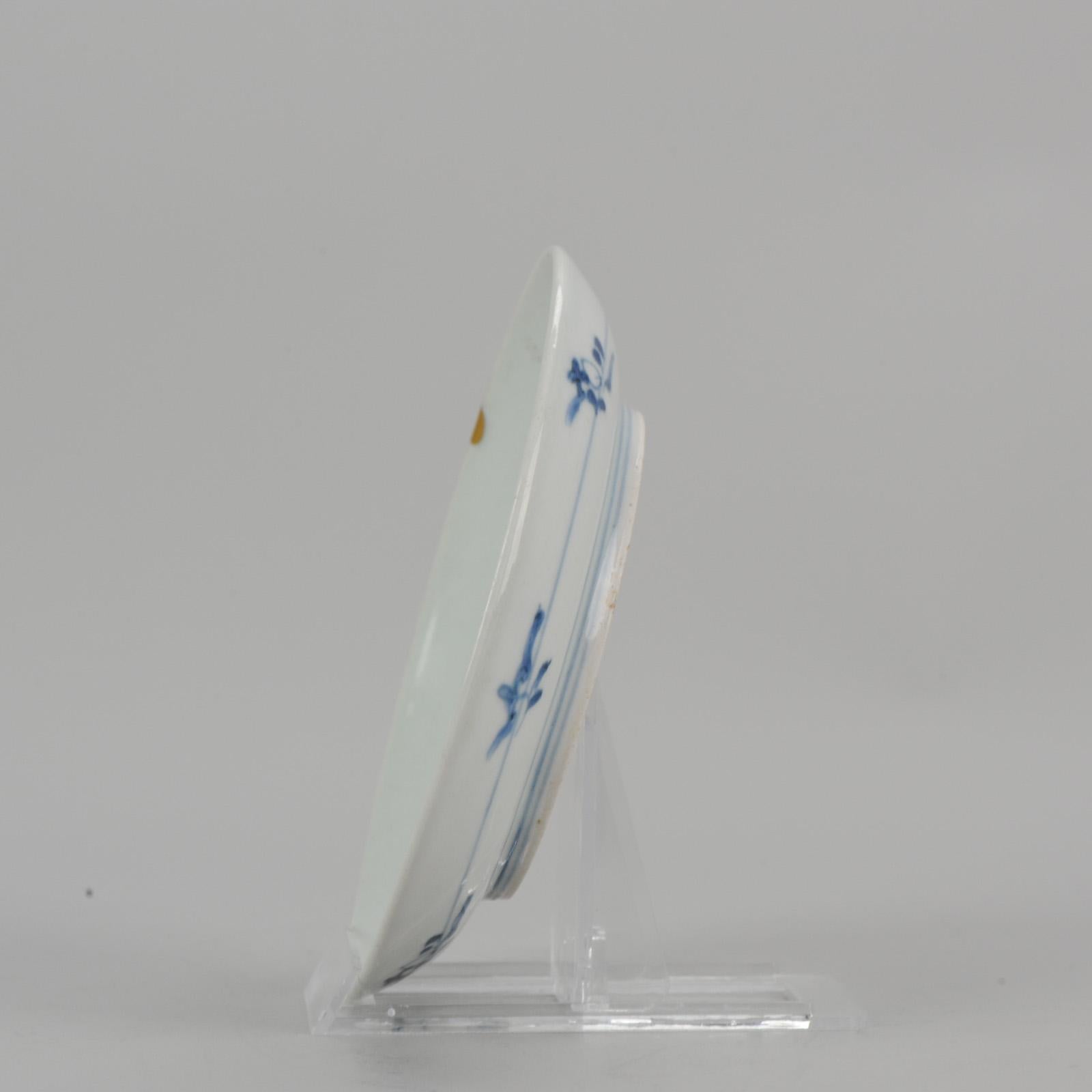 A Rare Porcelain Dish, Arita Kilns.

Additional information:
Material: Porcelain & Pottery
Region of Origin: Japan
Period: 17th century, 18th century
Age: Pre-1800
Condition: Overall Condition; Repaired Kintsugi Chip 
Dimension: Ø 14 x 2.5 H cm