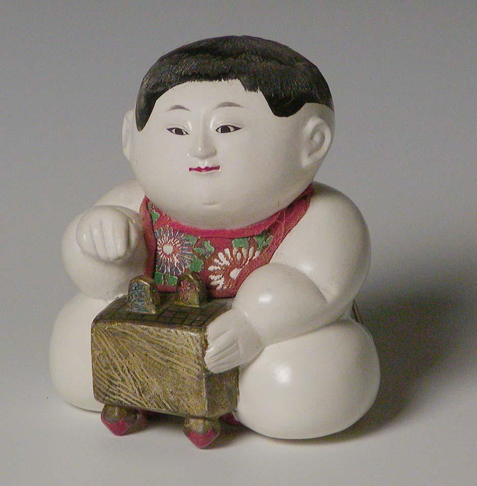Hand-Carved Antique Japanese Kofuku-no-inori Gosho Ningyo, Edo period For Sale