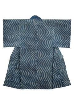 Antique Japanese Kumanozome Stencil-Dyed Sleeping Kimono (Yogi), Japan