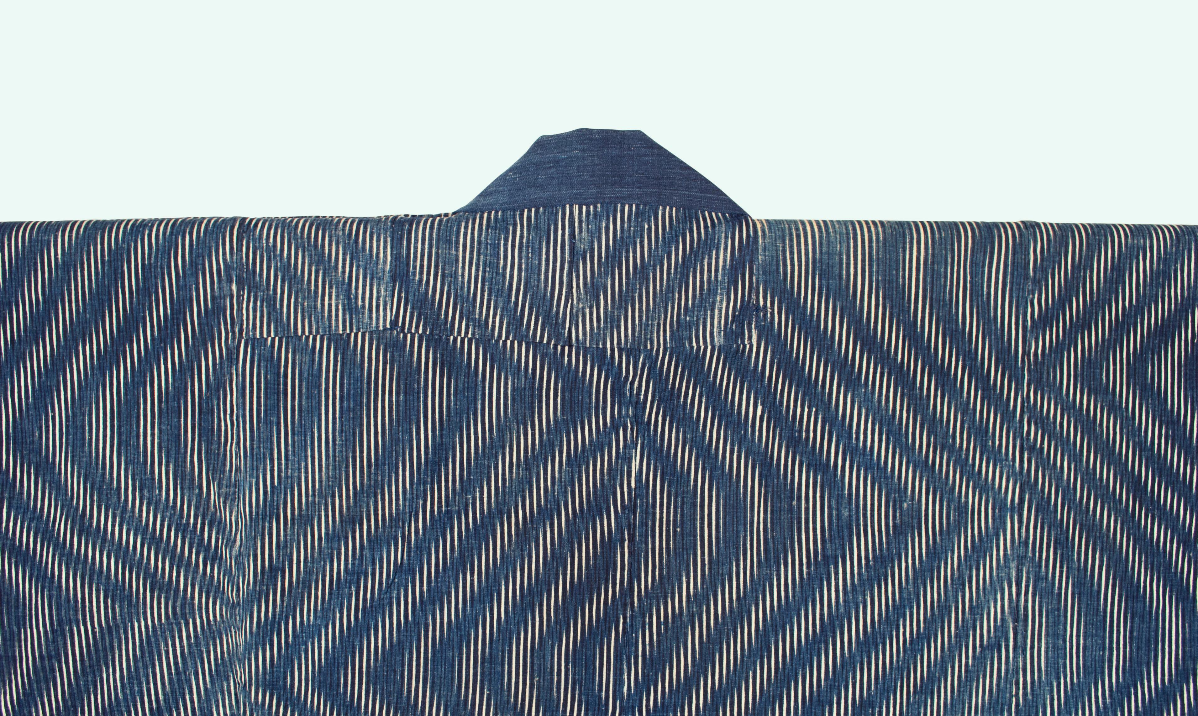 Antiker japanischer Kumanozome-Stickerei-Kimono (Yogi), schabloniert, schlafend, Japan (Japanisch)