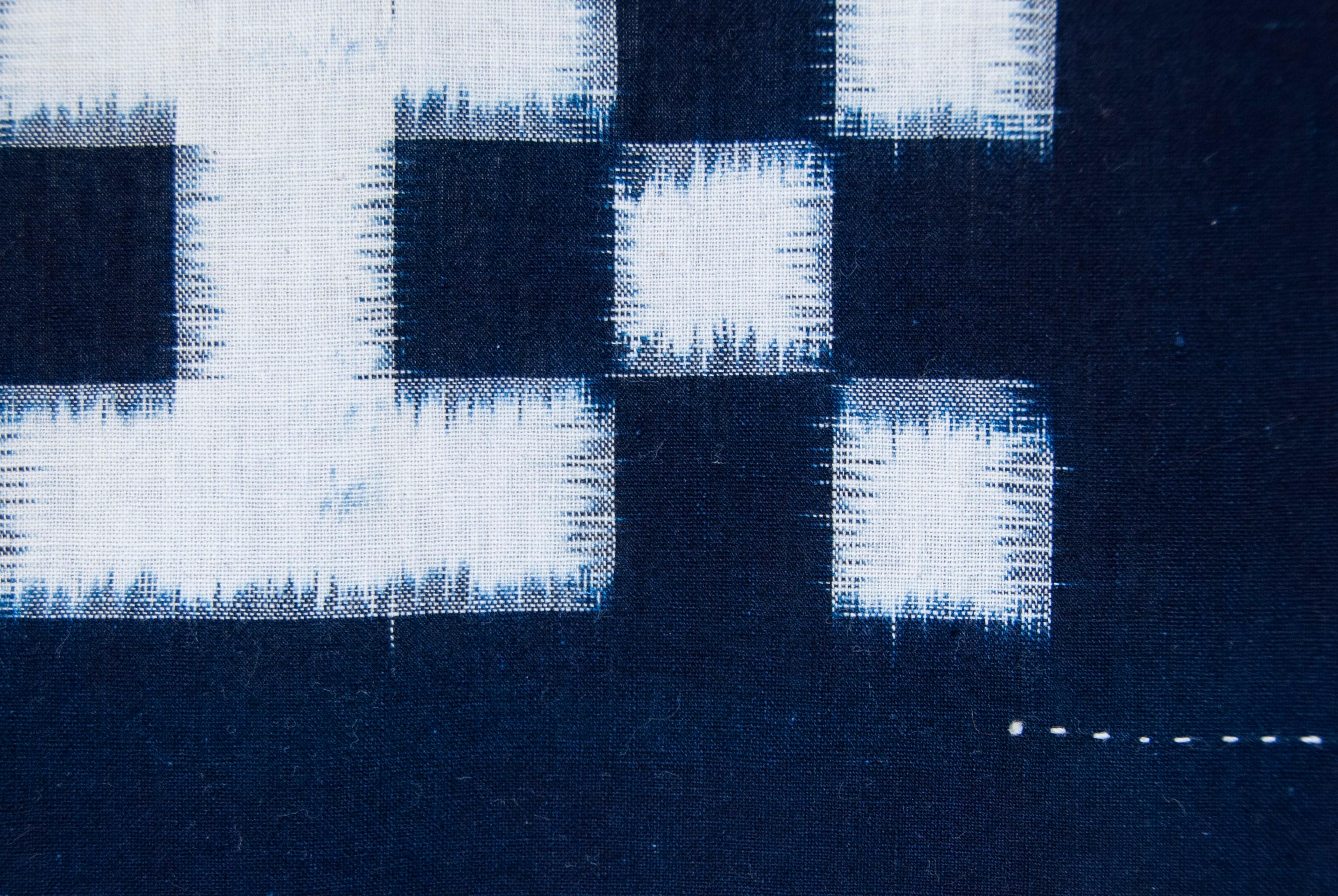 Antiker japanischer Kurume Indigofarbener doppelseitiger Ikat Futon-Deckel, Kurume (Baumwolle) im Angebot