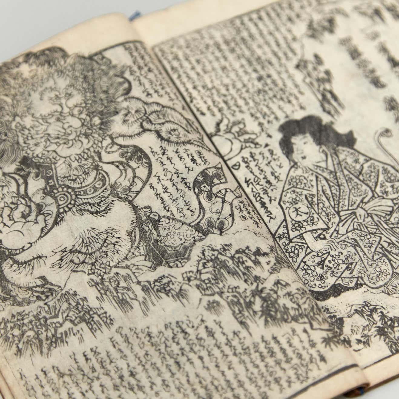 Antikes japanisches Kusazoshi-Buch Edo-Zeit, um 1860 im Angebot 2