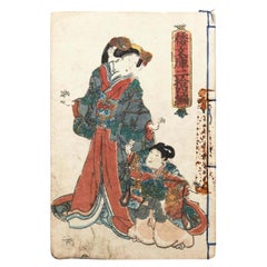 Antico libro giapponese Kusazoshi Periodo Edo, circa 1860