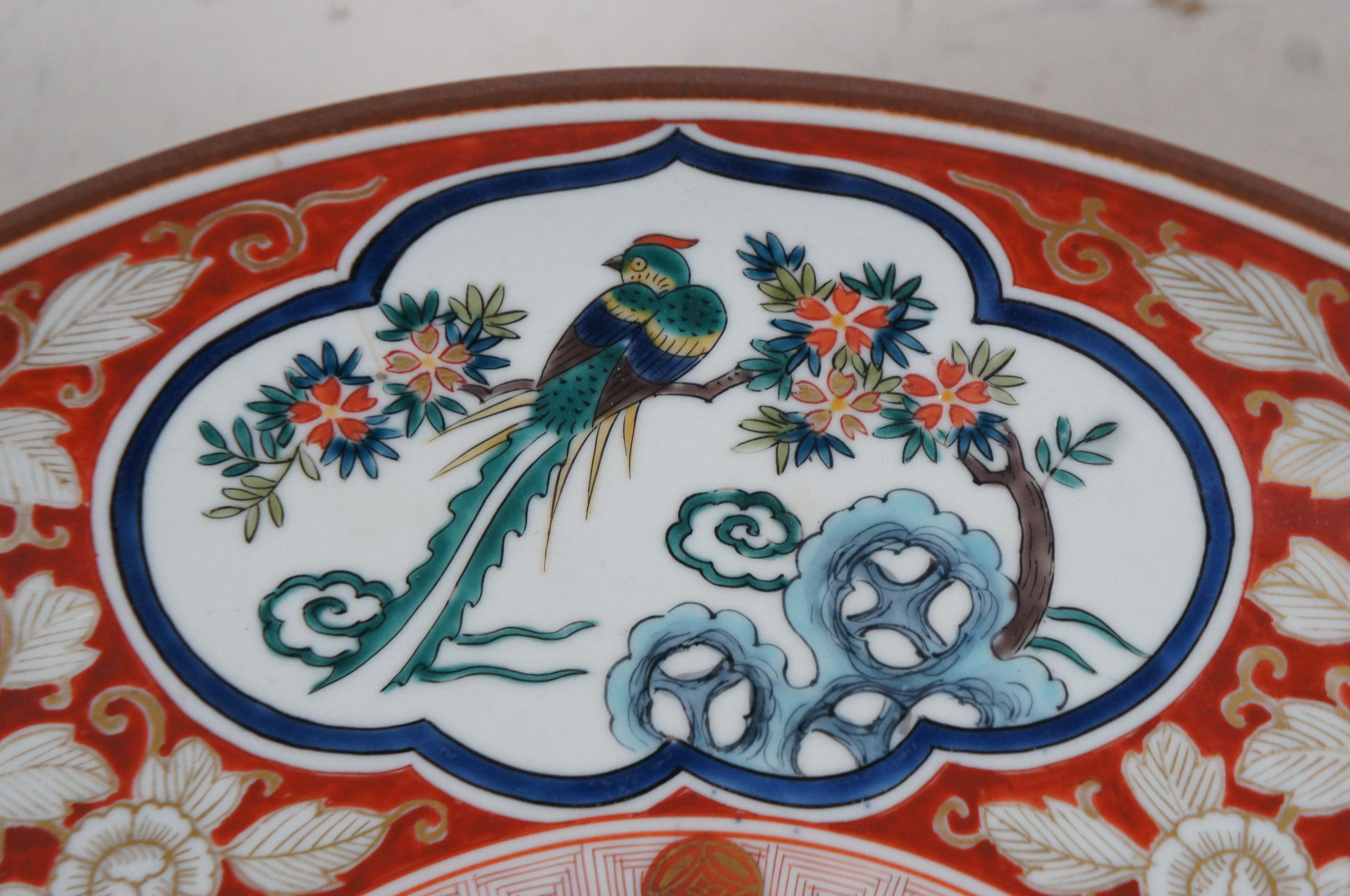 Antique Japanese Kutani Porcelain Dragon Phoenix Bird Charger Plate 13
