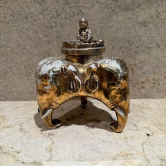 Antico bruciaincenso giapponese Kutani in porcellana a treppiede di Taniguchi