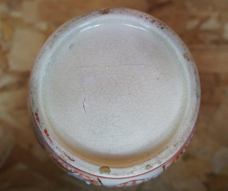 Antique Japanese Kutani Satsuma Moriage Porcelain Lidded Biscut Ginger