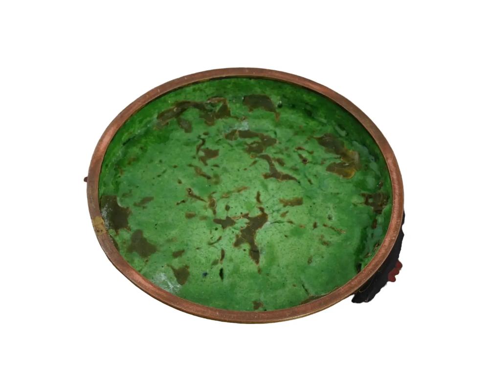 Antique Japanese Kyoto Goldstone Cloisonne Enamel Large Bowl 1