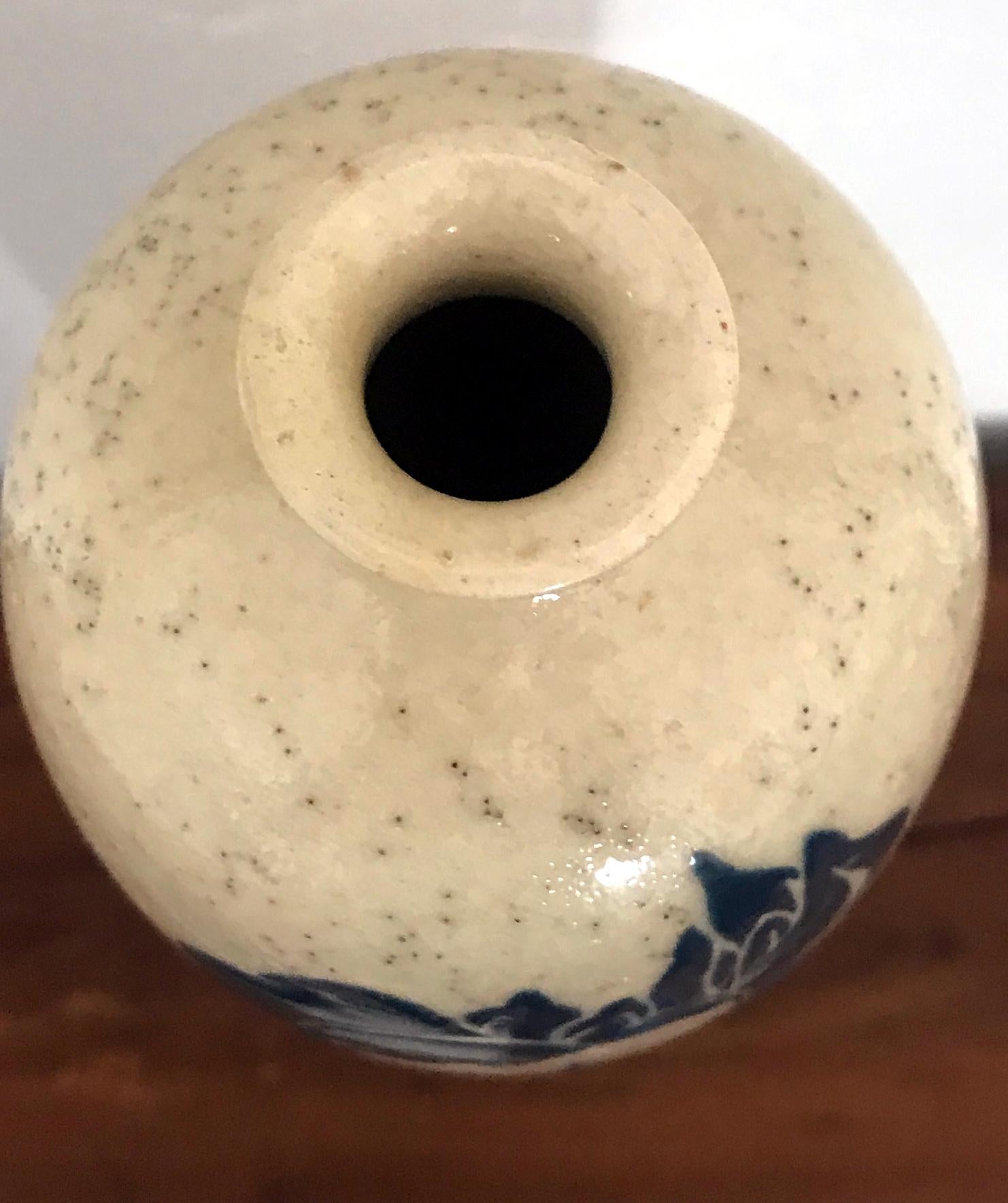 Japanische japanische Vase aus Kyoto-Ware, Ninsei zugeschrieben im Angebot 3