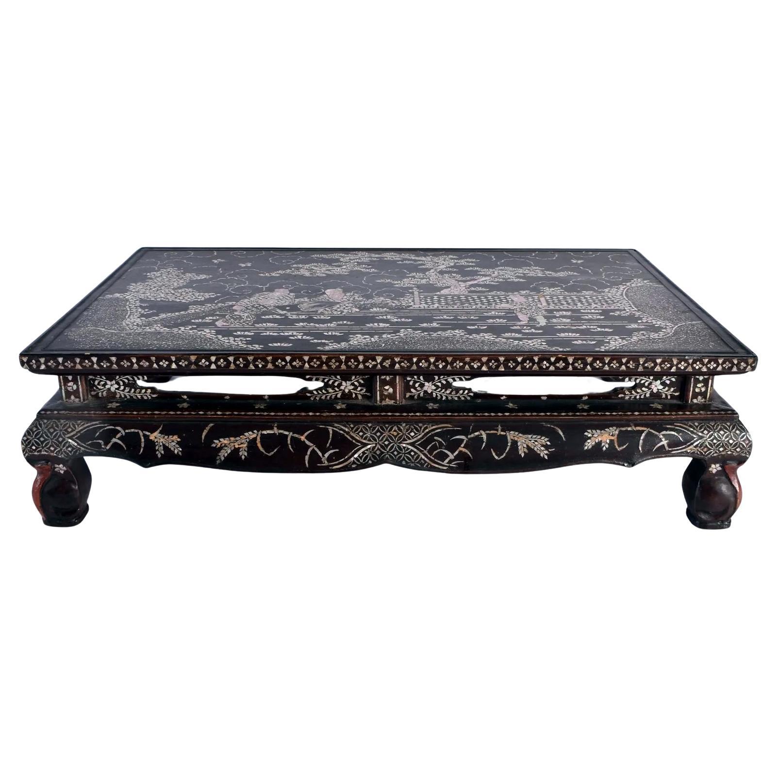 Edo Antique Japanese Lacquer and Inlay Kang Table from Ryukyu Island For Sale