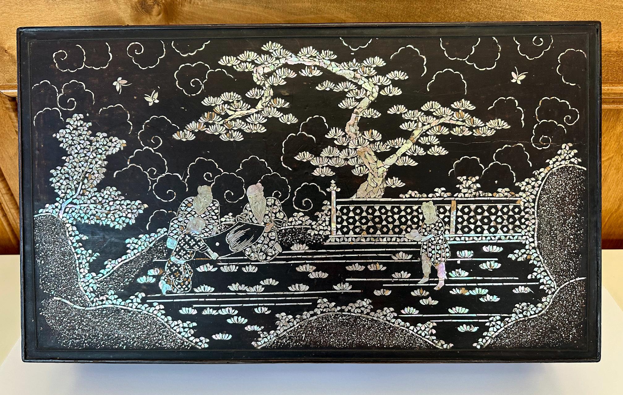 Antique Japanese Lacquer and Inlay Kang Table from Ryukyu Island For Sale 2