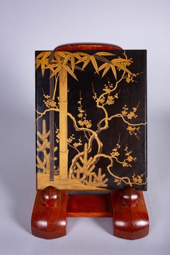 Antique Japanese Lacquer Box with Plumb, Bamboo, and Pine