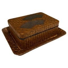 Antique Japanese Lacquer Cigarette Box Set